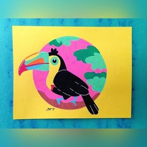 Cute Cartoon Toucan | Original Acrylic Painting